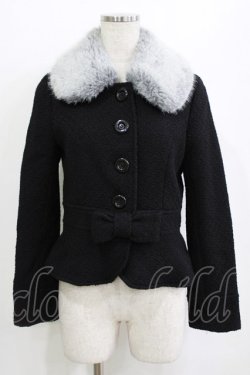 画像1: Emily Temple cute / ファーカラーショートコート  クロ H-26-01-21-039-ET-CO-KB-ZH