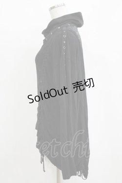 画像2: Ozz conte / ギャザーハイネックカットソー  黒 H-26-01-21-042-OO-TO-KB-ZH