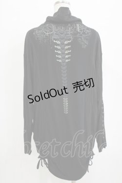 画像3: Ozz conte / ギャザーハイネックカットソー  黒 H-26-01-21-042-OO-TO-KB-ZH