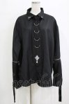 画像1: Amilige / クロスロゴプリント袖リングシャツ＆リングクロス刺繍ネクタイ  ブラック H-26-01-21-047-PU-BL-KB-ZH (1)