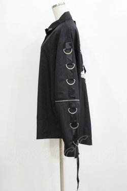 画像2: Amilige / クロスロゴプリント袖リングシャツ＆リングクロス刺繍ネクタイ  ブラック H-26-01-21-047-PU-BL-KB-ZH