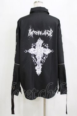 画像3: Amilige / クロスロゴプリント袖リングシャツ＆リングクロス刺繍ネクタイ  ブラック H-26-01-21-047-PU-BL-KB-ZH