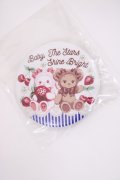 BABY,THE STARS SHINE BRIGHT / くみゃちゃんのCherry Strawberry柄缶バッジ  オフ/ブルー H-26-01-21-1012-BA-ZA-NS-ZH