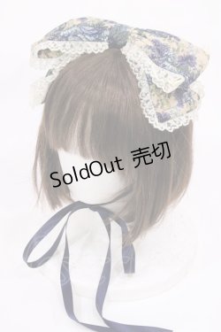 画像1: metamorphose / ゴブランプリントレース付きリボンヘッドドレス  ブルー H-26-01-21-1017-ME-AC-NS-ZH