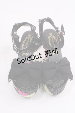 画像1: JESUS DIAMANTE / 新シシリアウエッジプリンセス S JAPONローズ柄ブラック H-26-01-21-1025-JE-SH-NS-ZH