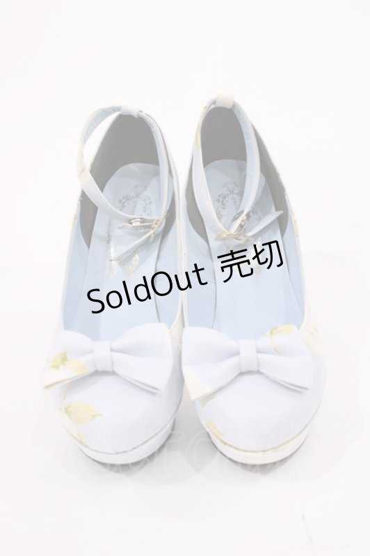 画像1: JESUS DIAMANTE / ロココLadyワンリボンパンプス S グランヴィルホワイトローズ・サックス H-26-01-21-1027-JE-SH-NS-ZH (1)