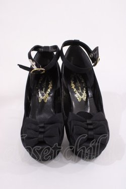 画像1: JESUS DIAMANTE / ロココLadyワンリボンパンプス S ブラック H-26-01-21-1028-JE-SH-NS-ZH