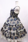 画像2: metamorphose / ゴブランプリントシャーリングティアードリボンジャンパースカート Free ブルー H-26-01-21-1035-ME-OP-NS-ZH (2)