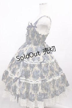 画像2: metamorphose / ゴブランプリントシャーリングティアードリボンジャンパースカート Free ブルー H-26-01-21-1035-ME-OP-NS-ZH