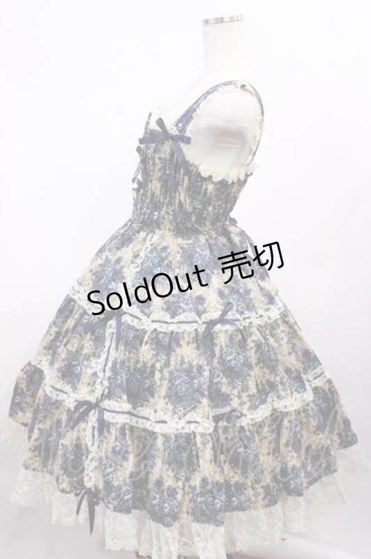 画像2: metamorphose / ゴブランプリントシャーリングティアードリボンジャンパースカート Free ブルー H-26-01-21-1035-ME-OP-NS-ZH (2)