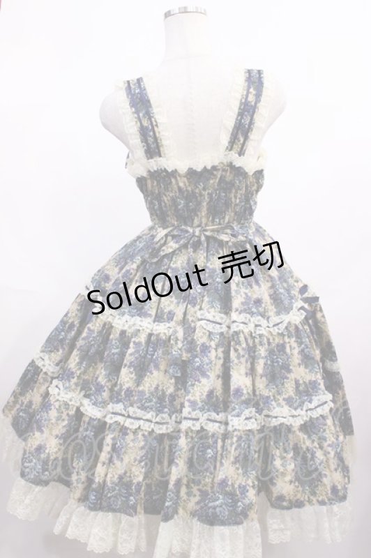 画像3: metamorphose / ゴブランプリントシャーリングティアードリボンジャンパースカート Free ブルー H-26-01-21-1035-ME-OP-NS-ZH (3)