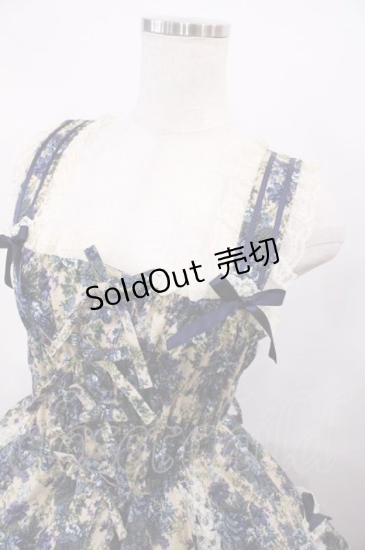 画像4: metamorphose / ゴブランプリントシャーリングティアードリボンジャンパースカート Free ブルー H-26-01-21-1035-ME-OP-NS-ZH (4)