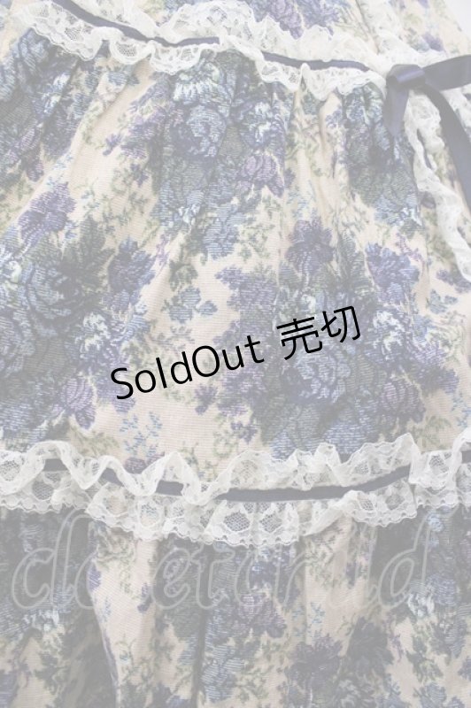 画像5: metamorphose / ゴブランプリントシャーリングティアードリボンジャンパースカート Free ブルー H-26-01-21-1035-ME-OP-NS-ZH (5)