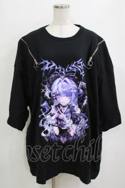 画像1: Amilige / ラブゾンビZIP BIG Tシャツ  ブラック H-26-01-21-054-PU-TO-KB-ZH