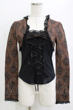 画像1: STEAM / ボレロレイヤード風トップス  黒×茶 H-26-01-21-056-HN-TO-KB-ZH