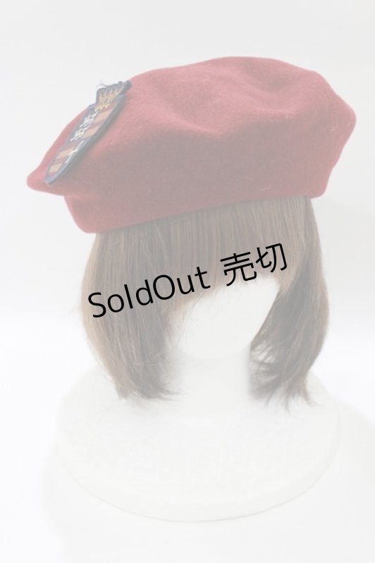 画像1: Jane Marple / エンブレムブローチ付ベレー  ボルドー H-26-01-21-071-JM-AC-KB-ZH (1)