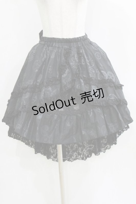 画像1: STEAM / プリントフリルティアードスカート  黒 H-26-01-21-007-HN-SK-KB-ZH (1)