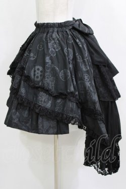 画像2: STEAM / プリントフリルティアードスカート  黒 H-26-01-21-007-HN-SK-KB-ZH