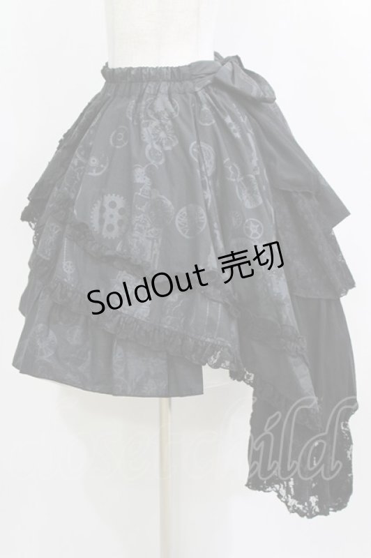 画像2: STEAM / プリントフリルティアードスカート  黒 H-26-01-21-007-HN-SK-KB-ZH (2)