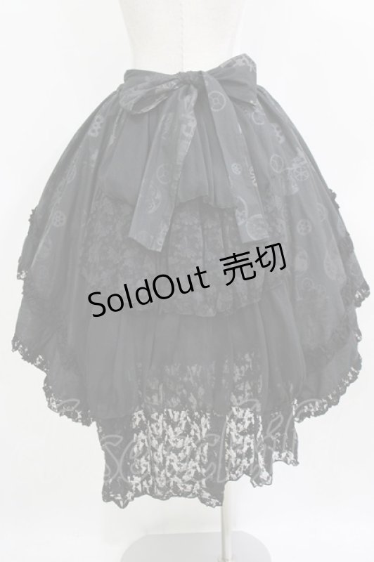 画像3: STEAM / プリントフリルティアードスカート  黒 H-26-01-21-007-HN-SK-KB-ZH (3)