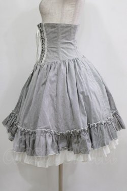 画像2: ATELIER PIERROT / ストライプバッスルコルセットスカート  ブラックストライプ H-26-01-21-008-EL-SK-KB-ZH