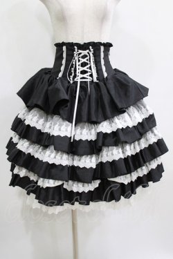 画像1: ATELIER PIERROT / ミニコルセットスカート  ブラック×ホワイト H-26-01-21-009-EL-SK-KB-ZH