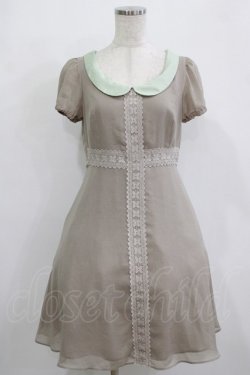 画像1: Emily Temple cute / ラウンドカラーフラワーレースワンピース  グレー×ミント H-26-01-21-011-ET-OP-KB-ZH