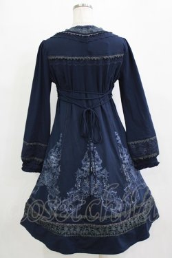 画像3: Ozz oneste / レース切替プリントワンピース  ネイビー H-26-01-21-016-OO-OP-KB-ZH