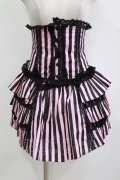 Blacklist / ストライプコルセット＆スカート  ブラック×ピンク H-26-01-21-018-PU-SK-KB-ZH