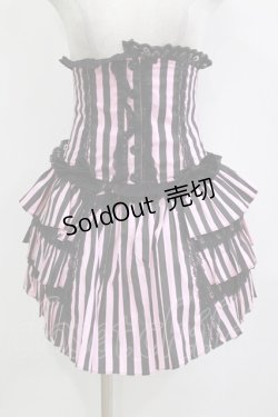 画像1: Blacklist / ストライプコルセット＆スカート  ブラック×ピンク H-26-01-21-018-PU-SK-KB-ZH
