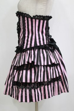 画像2: Blacklist / ストライプコルセット＆スカート  ブラック×ピンク H-26-01-21-018-PU-SK-KB-ZH
