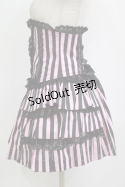 画像2: Blacklist / ストライプコルセット＆スカート  ブラック×ピンク H-26-01-21-018-PU-SK-KB-ZH