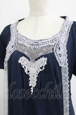 画像4: OZZ ANGELO / レースパフワンピース  ネイビー H-26-01-21-019-OO-OP-KB-ZH