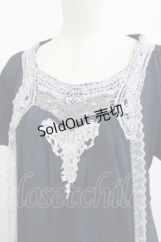 画像4: OZZ ANGELO / レースパフワンピース  ネイビー H-26-01-21-019-OO-OP-KB-ZH (4)