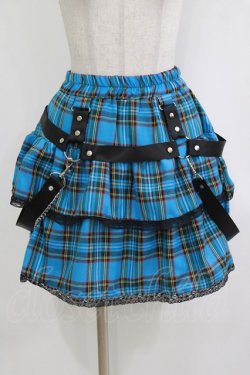 画像1: LISTEN FLAVOR / ハーネスティアードスカート  ブルーチェック H-26-01-21-020-PU-SK-KB-ZH