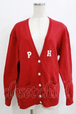 画像1: PINK HOUSE / ロゴニットカーディガン Free レッド H-26-01-22-1041-LO-TO-NS-ZH