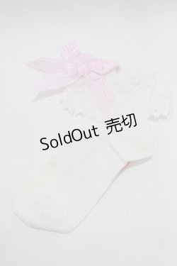 画像1: BABY,THE STARS SHINE BRIGHT / ギンガムトーションレ‐スクルー丈ソックス  オフ/ピンク H-26-01-22-1050-BA-ZA-NS-ZH