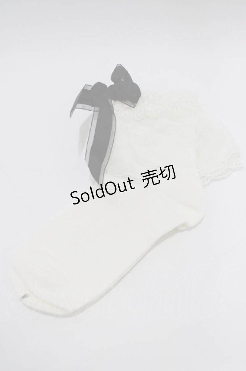 画像1: BABY,THE STARS SHINE BRIGHT / Roseリボンのクルー丈ソックス  オフ/ブラック H-26-01-22-1051-BA-ZA-NS-ZH (1)