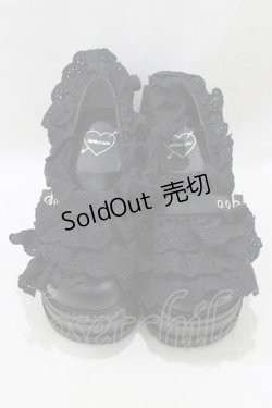 画像1: Jamie エーエヌケー / フリフリ厚底スニーカー L/24.0〜24.5cm ブラック H-26-01-22-1070-LO-SH-NS-ZH