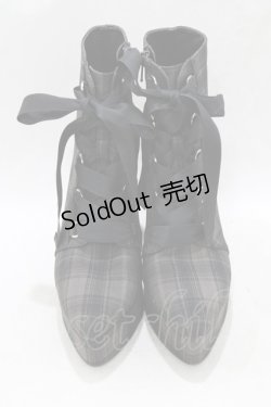 画像1: EATME / レースアップショートブーツ L/24.5cm チェック H-26-01-22-1071-LO-SH-NS-ZH