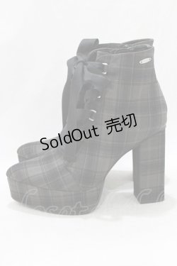 画像2: EATME / レースアップショートブーツ L/24.5cm チェック H-26-01-22-1071-LO-SH-NS-ZH