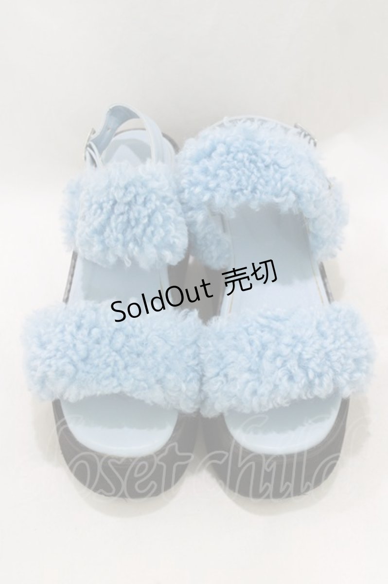 画像1: Jamie エーエヌケー / ファー厚底サンダル L/24.0〜24.5cm ブルー H-26-01-22-1072-LO-SH-NS-ZH (1)