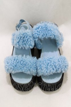 画像1: Jamie エーエヌケー / ファー厚底サンダル L/24.0〜24.5cm ブルー H-26-01-22-1072-LO-SH-NS-ZH