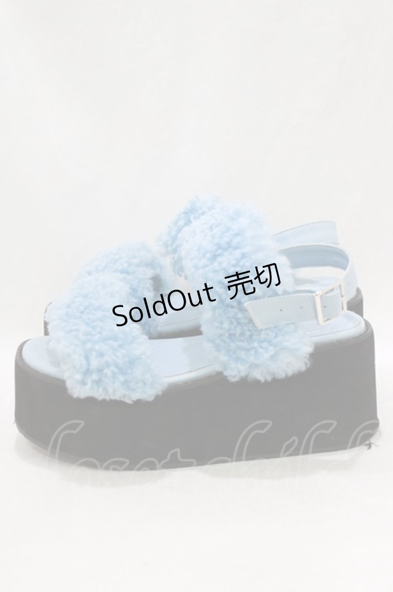 画像2: Jamie エーエヌケー / ファー厚底サンダル L/24.0〜24.5cm ブルー H-26-01-22-1072-LO-SH-NS-ZH (2)