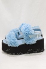 画像2: Jamie エーエヌケー / ファー厚底サンダル L/24.0〜24.5cm ブルー H-26-01-22-1072-LO-SH-NS-ZH (2)