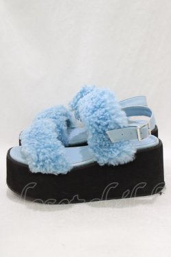 画像2: Jamie エーエヌケー / ファー厚底サンダル L/24.0〜24.5cm ブルー H-26-01-22-1072-LO-SH-NS-ZH