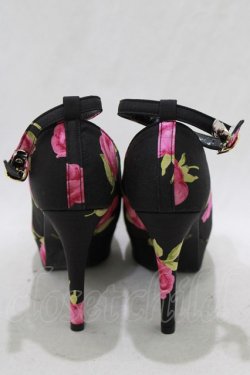 画像3: JESUS DIAMANTE / ロココLadyワンリボンパンプス S BBローズ柄黒ピンク H-26-01-22-1075-JE-SH-NS-ZH