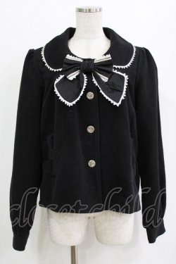 画像1: Dear Celine / ストライプリボンコート L ブラック H-26-01-23-028-LO-CO-NS-ZH