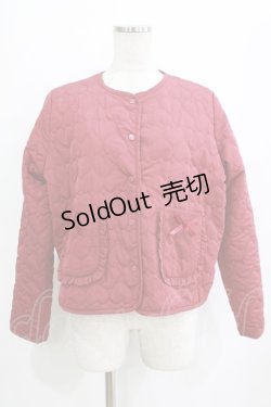 画像1: m petit by misako / サンリオキャラクターズコラボ キティタフタハートキルトジャケット L レッド H-26-01-23-029-LO-JA-NS-ZH