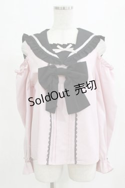 画像1: DearMyLove / セーラーオフショルリボンブラウス L ピンク H-26-01-23-034-EL-BL-NS-ZH